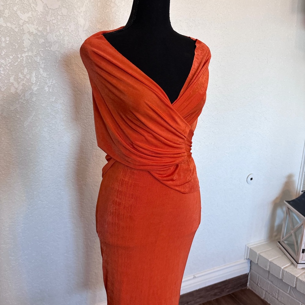 JLUXLABEL One Shoulder Orange Dress